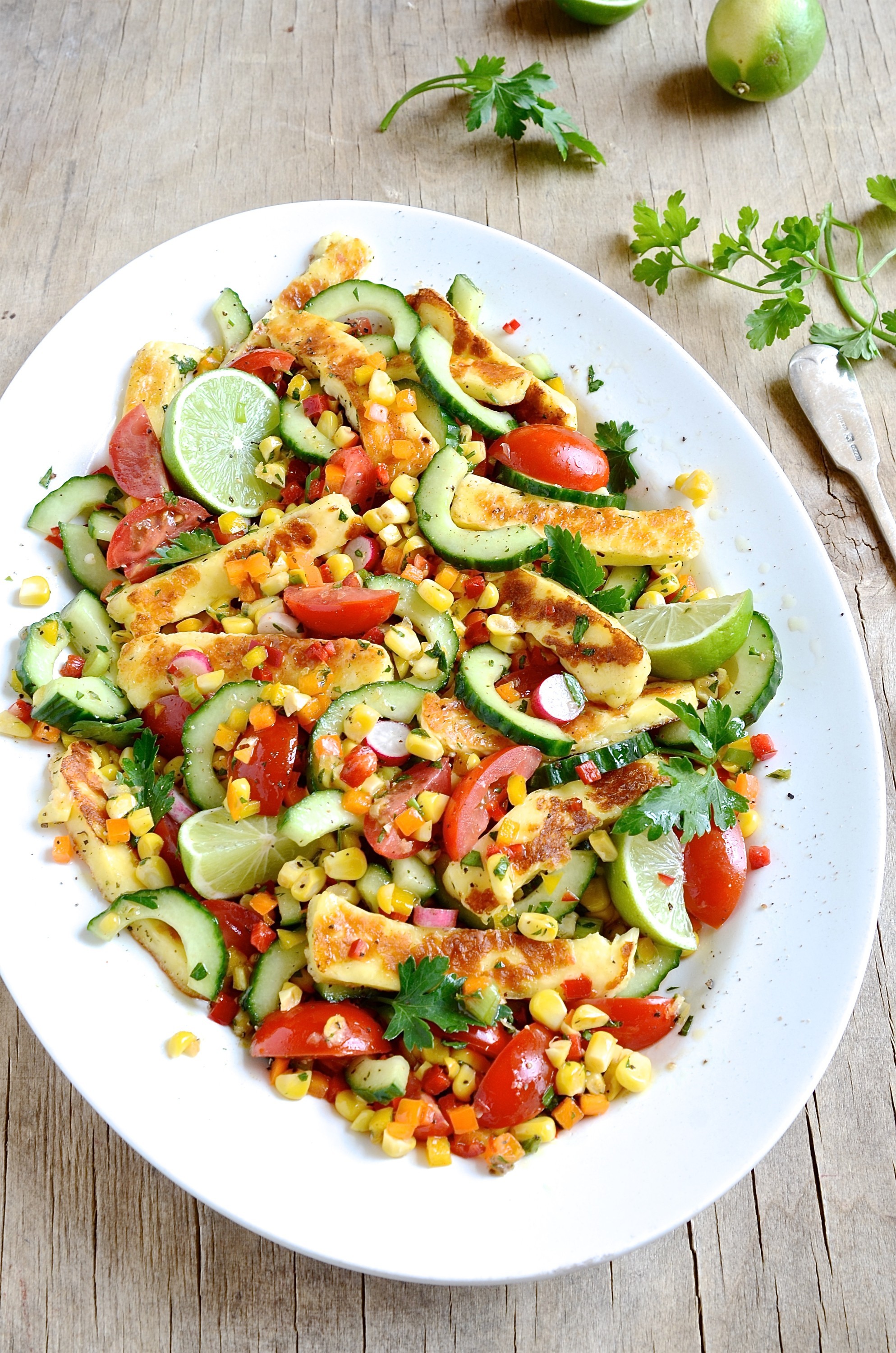 Roasted corn and halloumi salad| Bibbysktichen Braai day salads