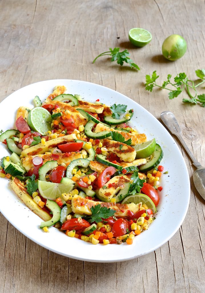 Roasted corn and halloumi salad Bibbysktichen Braai day salads