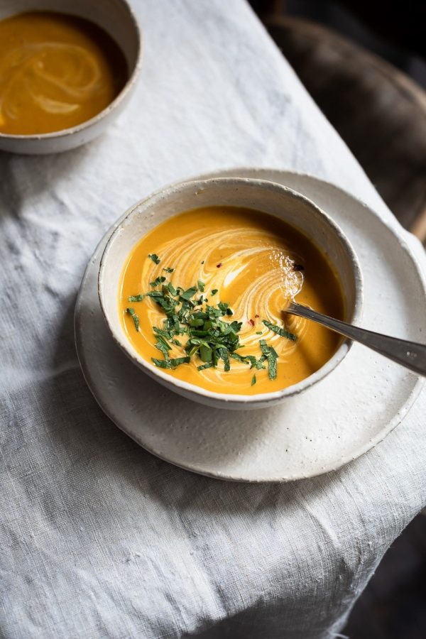 Roast butternut soup with chickpeas and leeks | Bibbyskitchen recipes