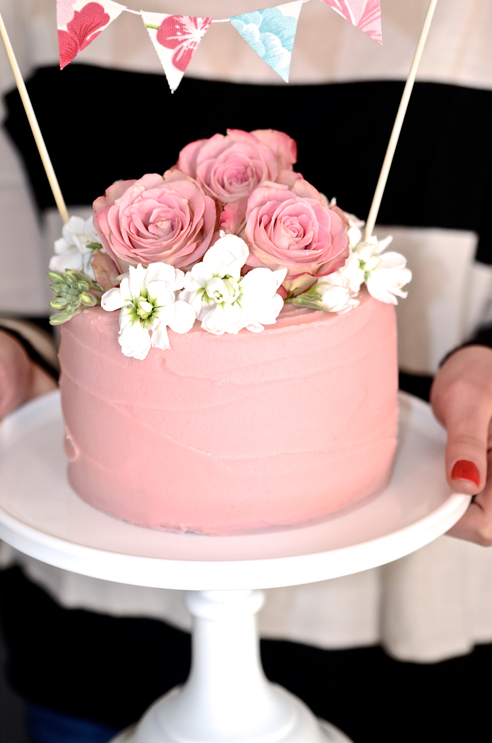 Pink and White Cake with Topper – Crave by Leena