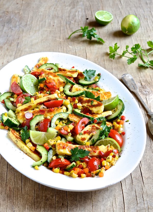 Roasted corn and halloumi salad| Bibbysktichen Recipes | Braai day