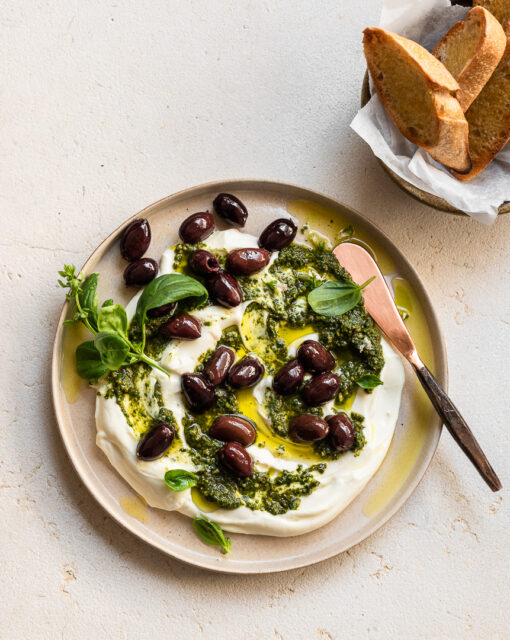 Whipped Feta with Black Truffle Tapenade Pesto